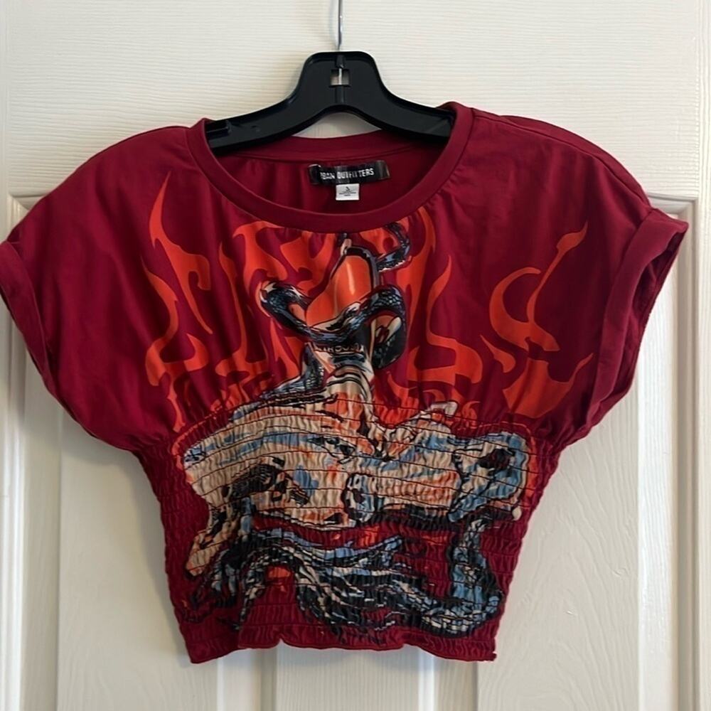 Urban Outfitters EUC Womens Shirred Crop Top Med Red size L